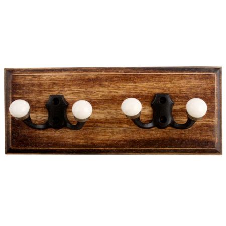 Black Double Loop Ceramic Iron Wooden Hooks